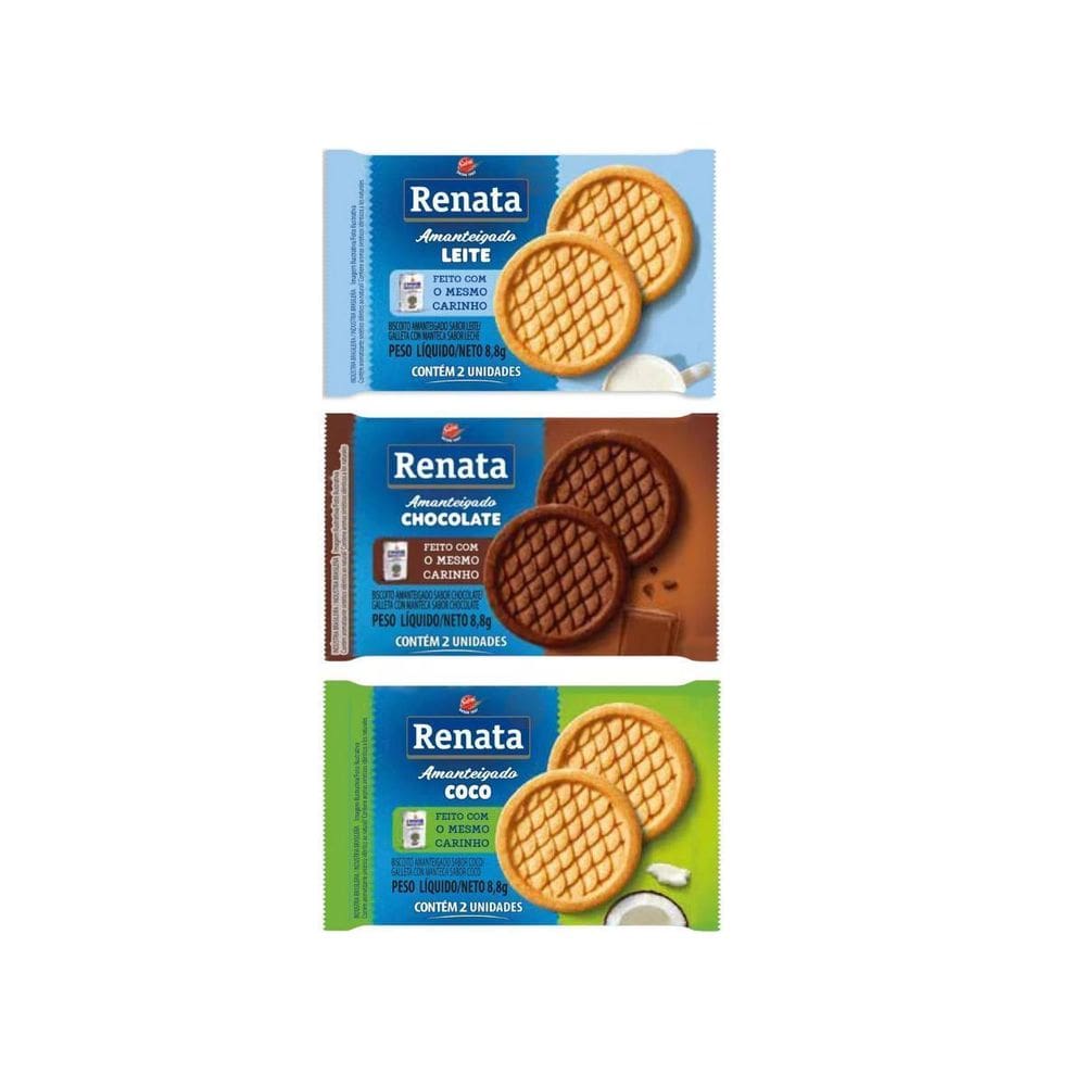 Combo 105 Sachês Biscoito Doce Renata 3 Sabores