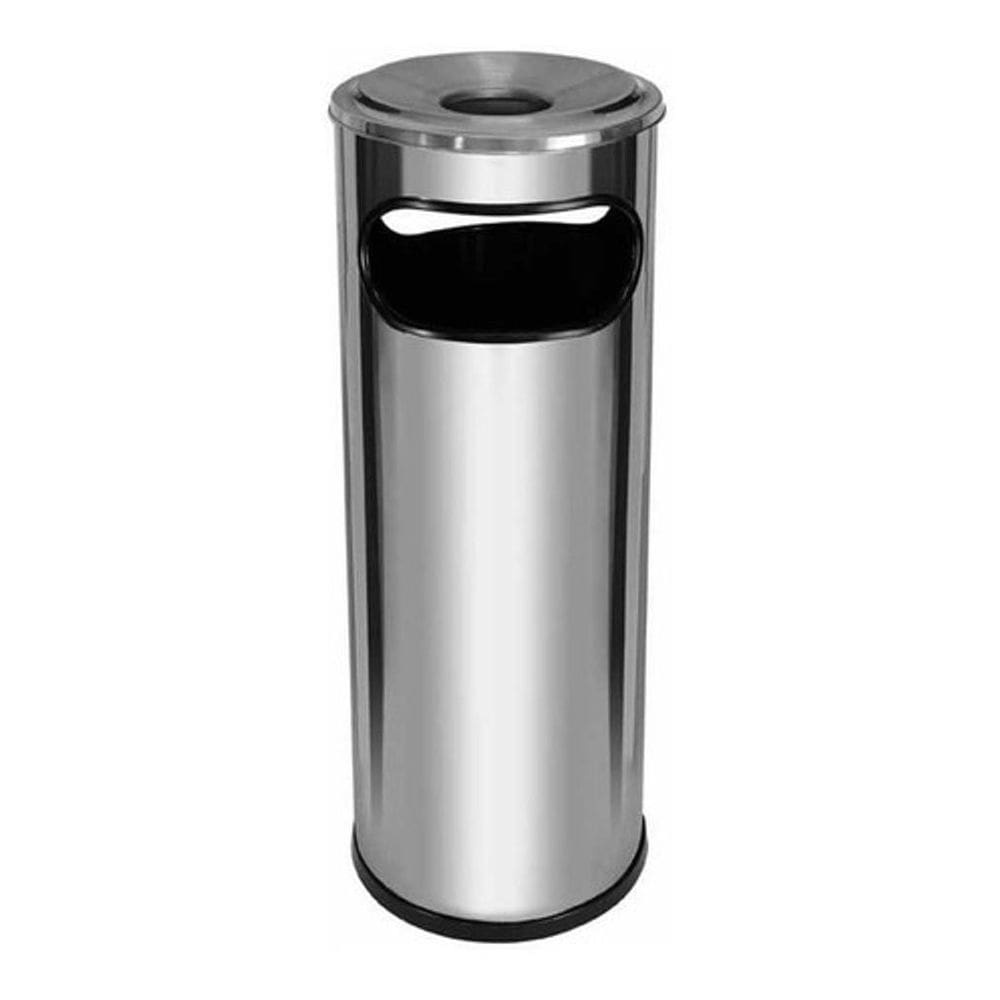 Cinzeiro Lixeira Em Aço Inox Com Aro Em Aluminio 30L