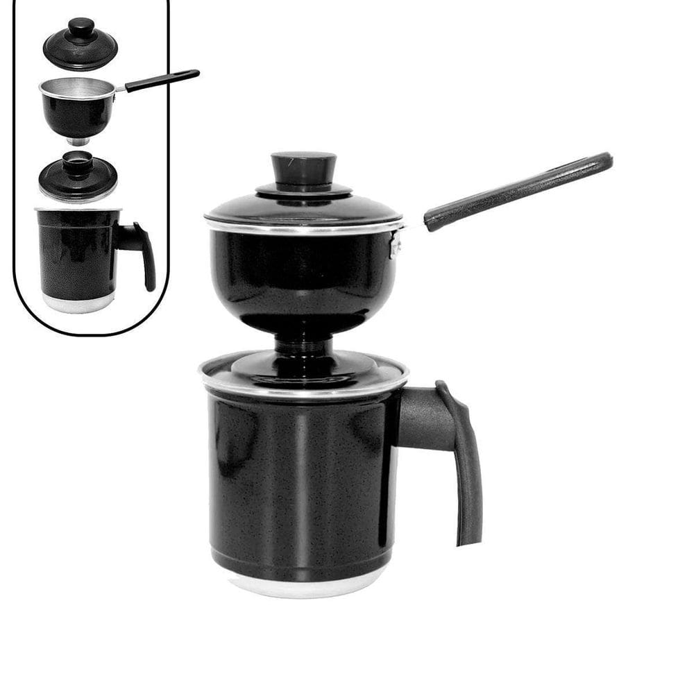 Cuscuzeira Preta Individual Em Alumínio Com Cabo