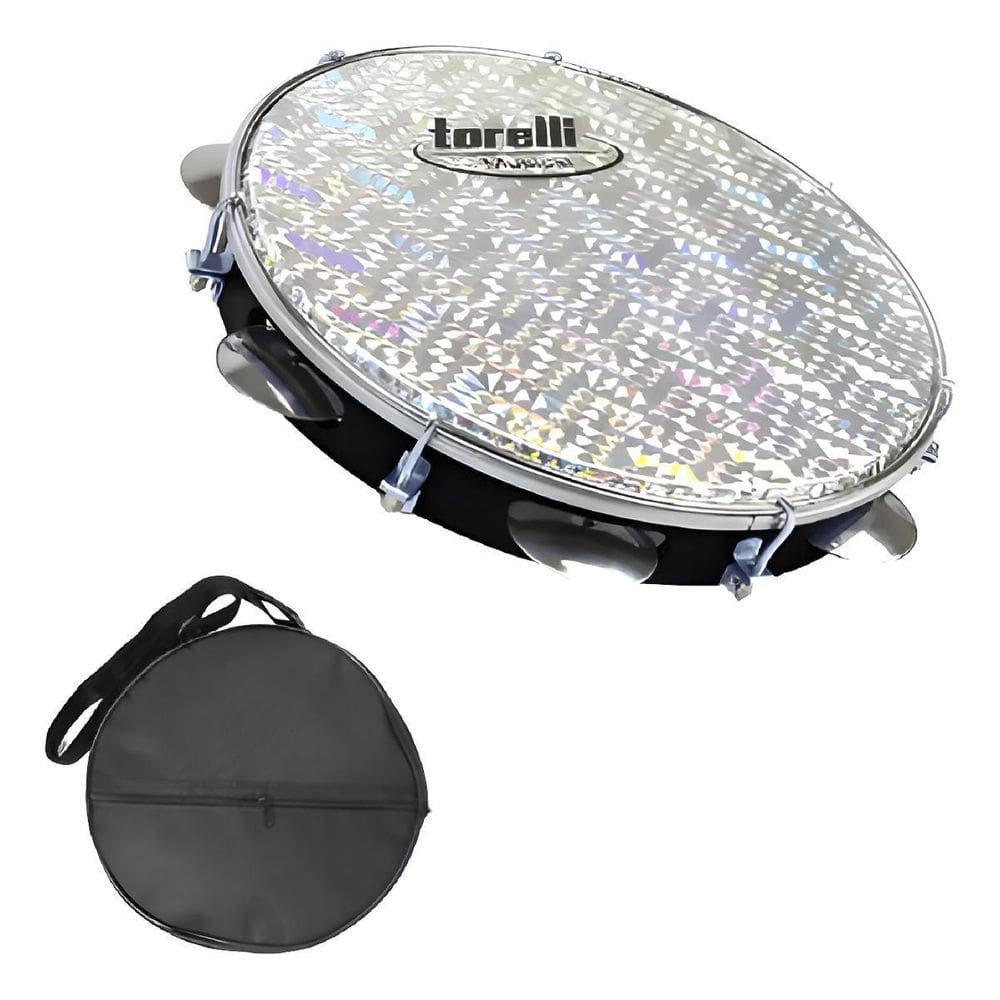 Pandeiro 10`` Preto Injetado Em Abs Torelli Tp308C Com Capa