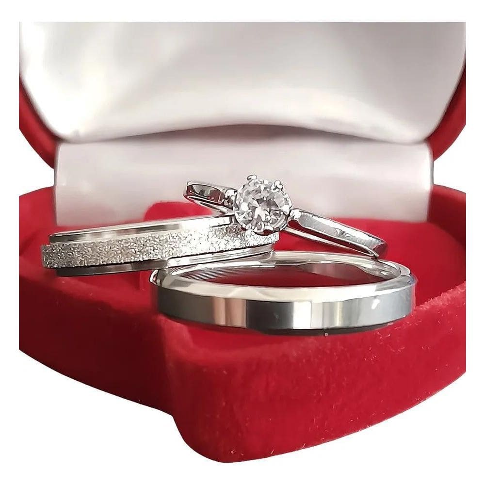 Par Alianças Compromisso Namoro Prata 4Mm + Caixinha Anel