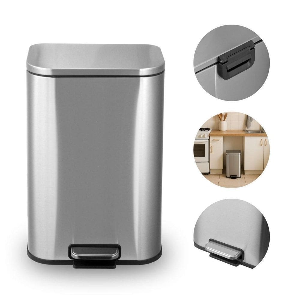Lixeira Inox 12L Com Pedal E Cesto Cozinha Banheiro Brinovar