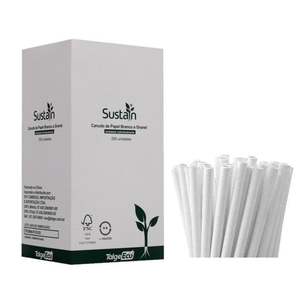 Canudo De Papel A Granel C/200 Sustain