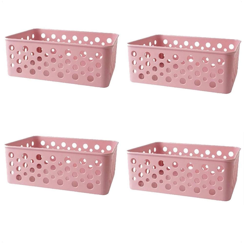 Kit 4 Cestos Organizadores Decorativos Multiuso P Rose