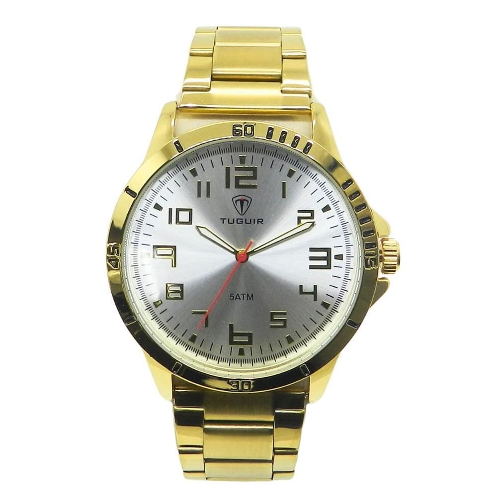 Relógio Tuguir Masculino Ref: Tg30355 Casual Dourado