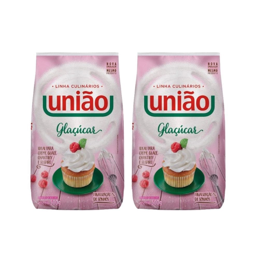 Kit 2 Un. Açucar Refinado De Confeiteiro Glaçucar União 1Kg