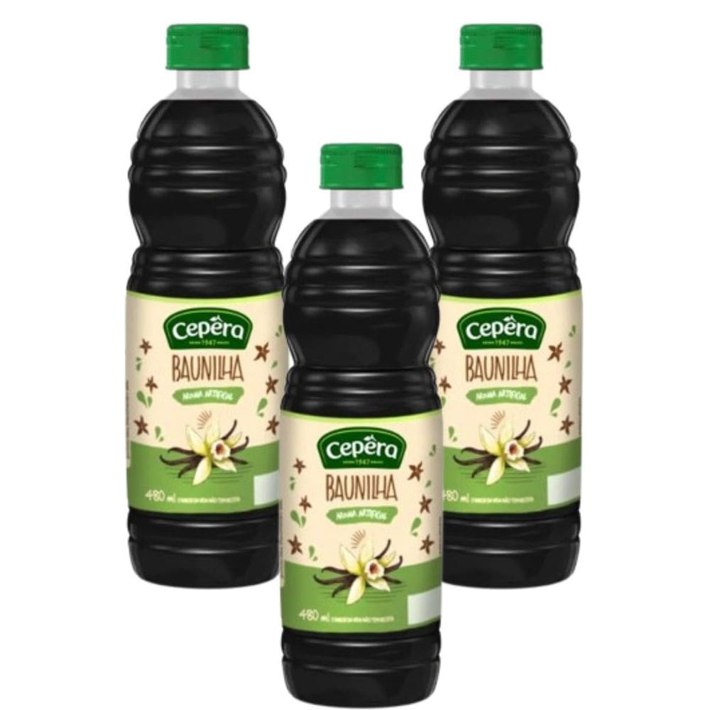 Kit Com 3 Un. Aroma Artificial Baunilha Cepêra Garrafa 480Ml