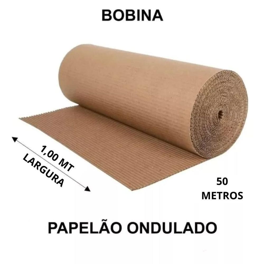 Rolo Papel Papelão Ondulado Obra Mudança Forração 1Mt X 50Mt