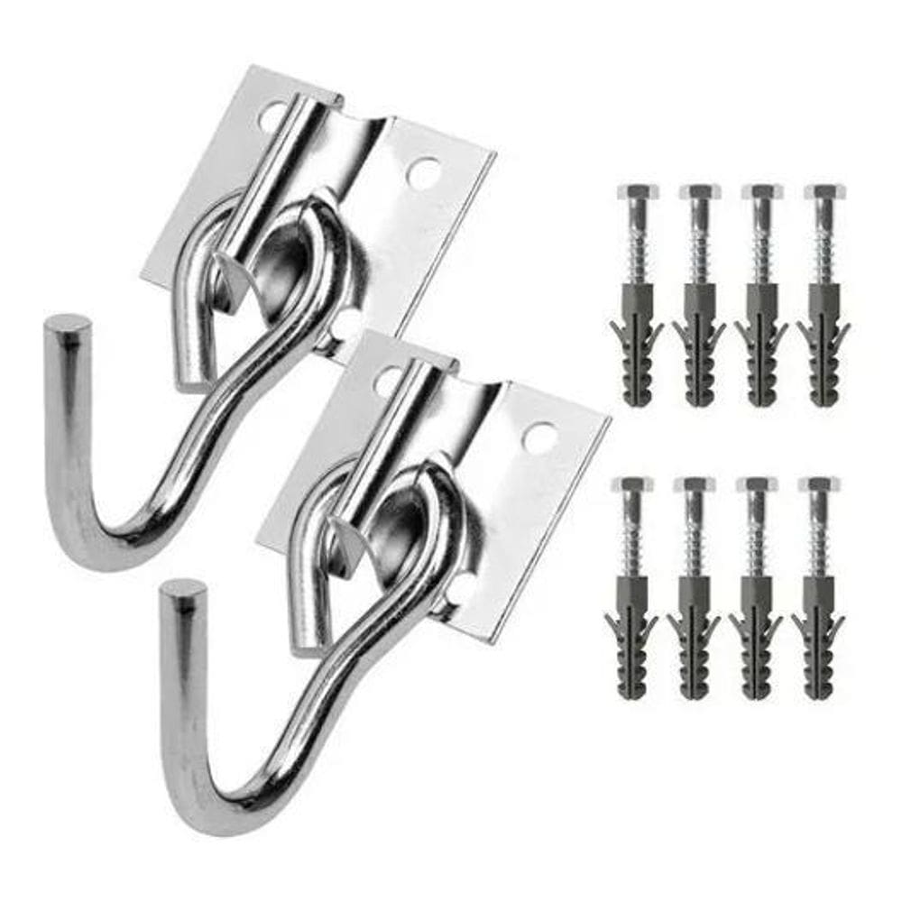 Gancho De Rede 250Kg Reforçado 3/16 Com Parafuso E Bucha