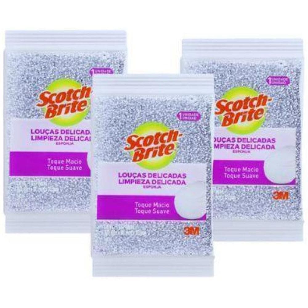 3 Esponja Prateada Louças Delicadas Scotch Brite 3M