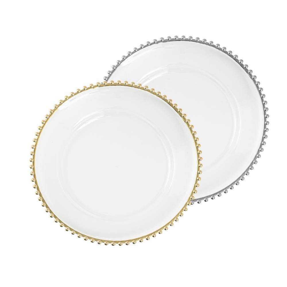 Sousplat Transparente Ball Sort Dourado/Prata 33X33X2Cm