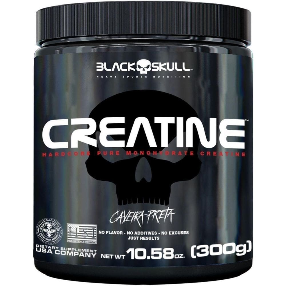 Creatine Monohidratada 100% Pura 300G Black Skull