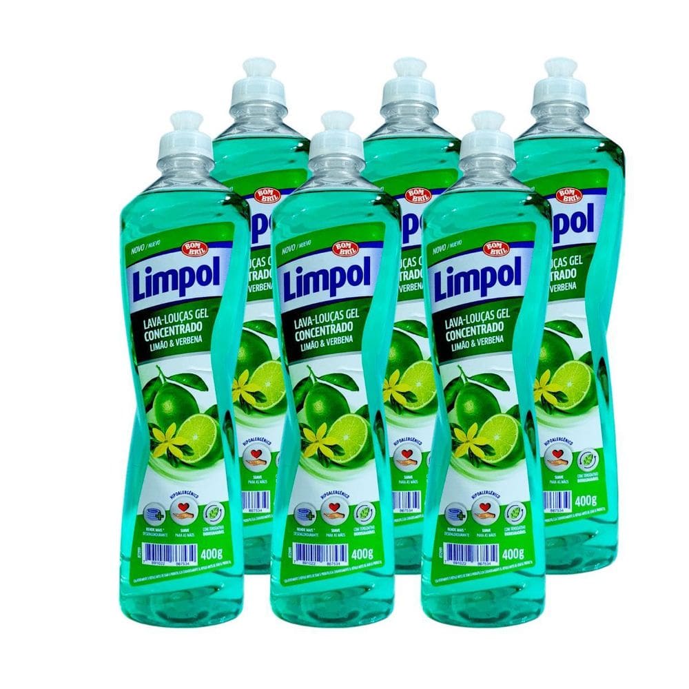 Kit Com 6 Detergentes Limpol Gel Limao E Verbena 400G