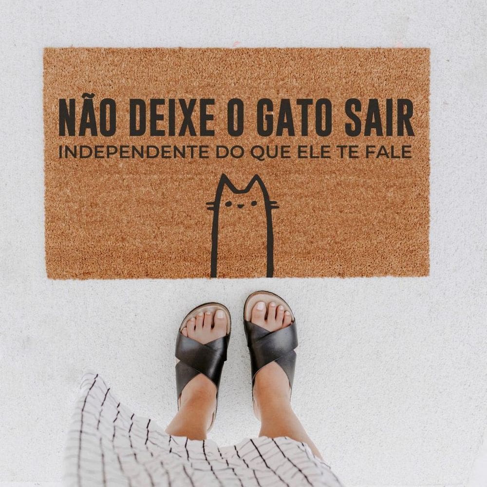 Não Deixe O Gato Sair - Capacho Em Fibra Natural  70X40