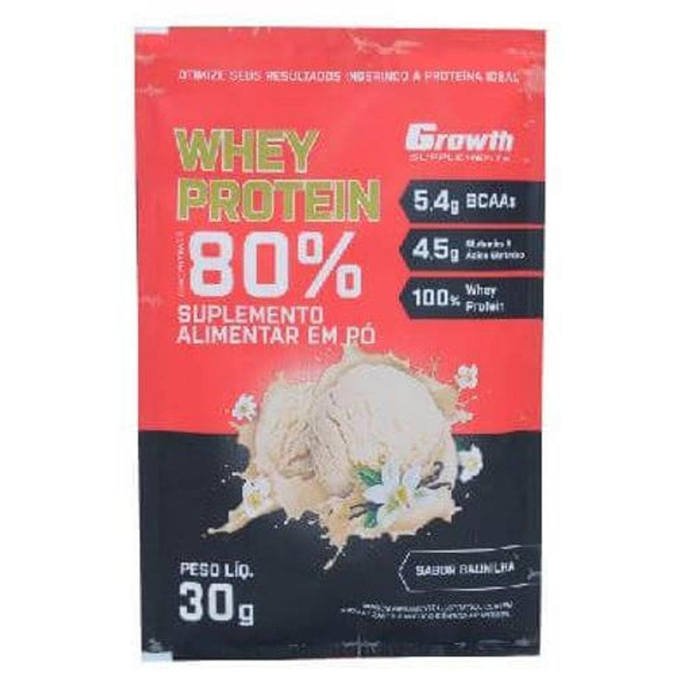 5 Sache Whey Proteina Growth Pratico Dia A Dia Baunilha 30G