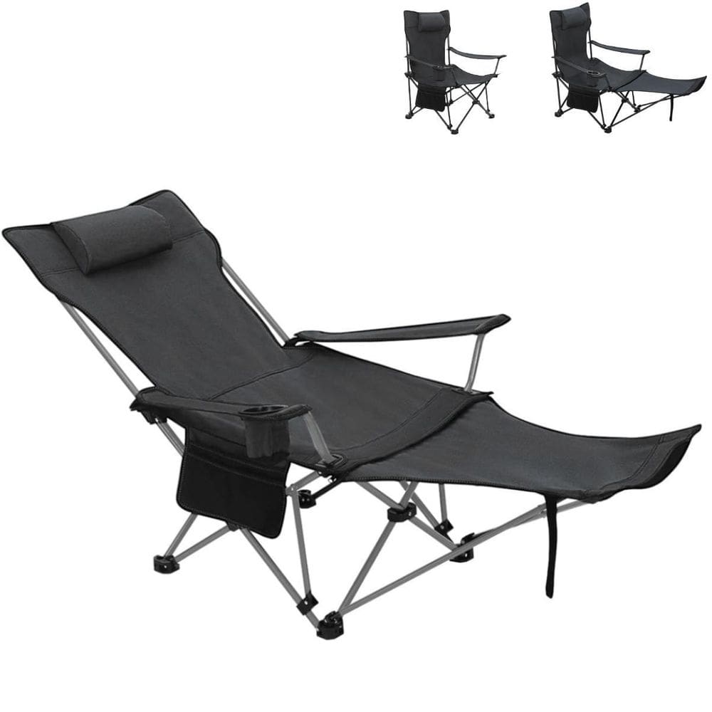 Cadeira Camping Dobrável Pesca Praia Espreguiçãdeira Preta