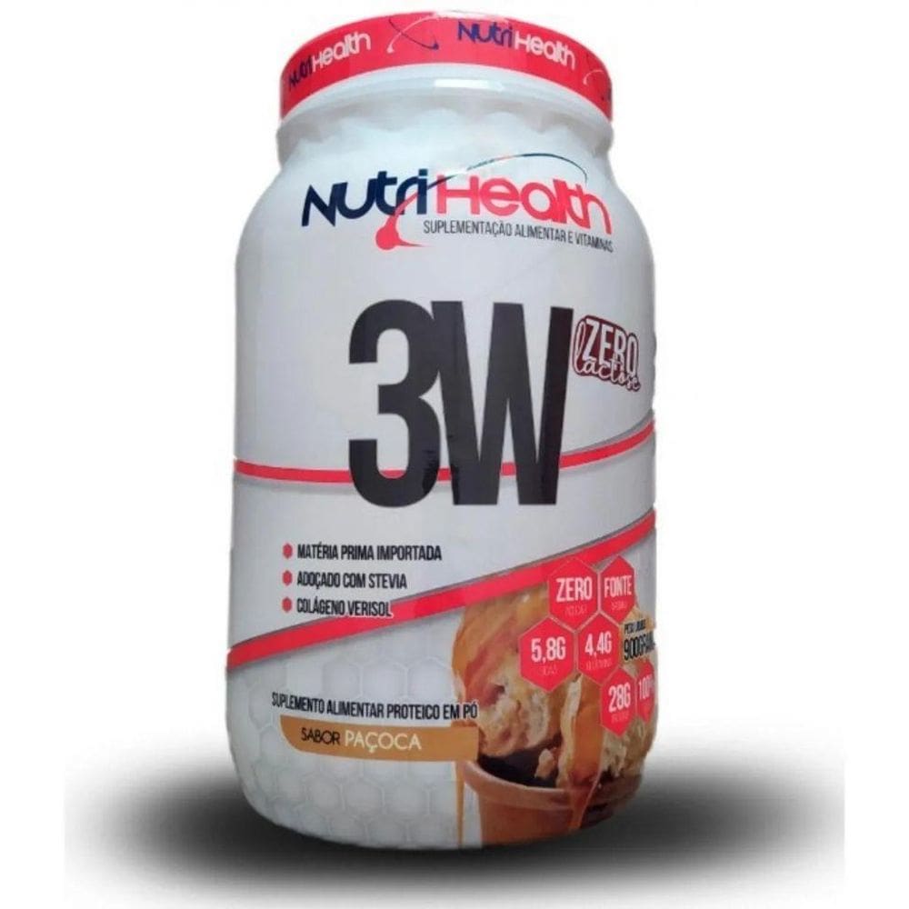 Whey 3W Zero Lactose 900G - Sabor: Paçoca