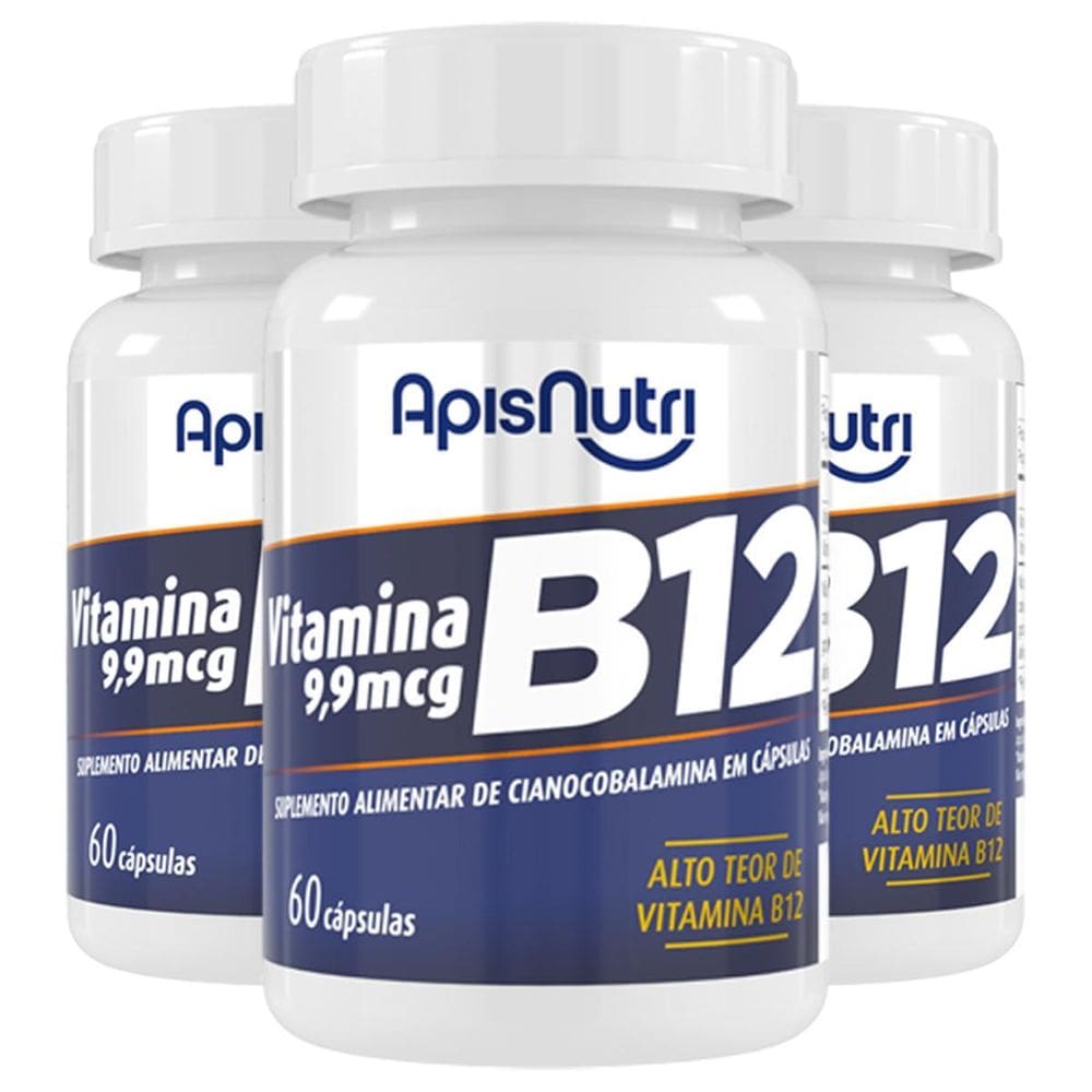 Kit 3 Vitamina B12 Apisnutri 60 Cápsulas