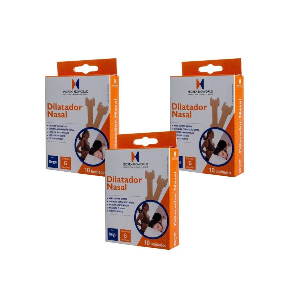 Kit 3 Fita Dilatador Nasal Tamanho G 10 Unidades