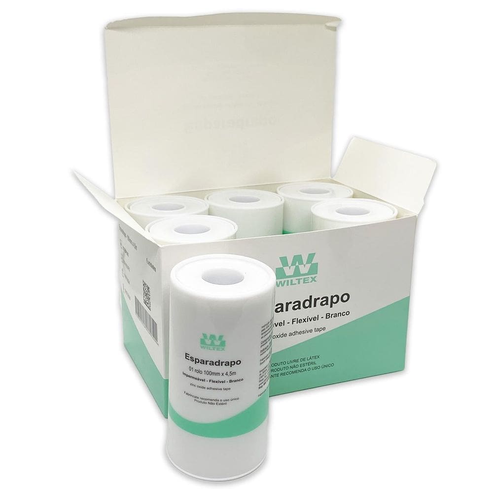 Esparadrapo Branco Impermeável Wiltex 100Mmx4,5M 6 Unidades