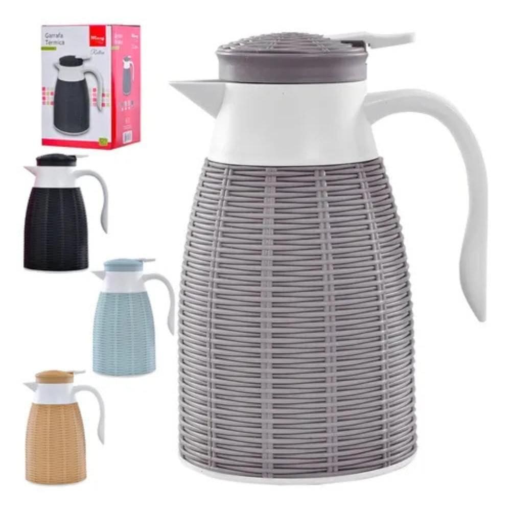 Garrafa Térmica Rattan Luxo Café E Chá 1 Litro