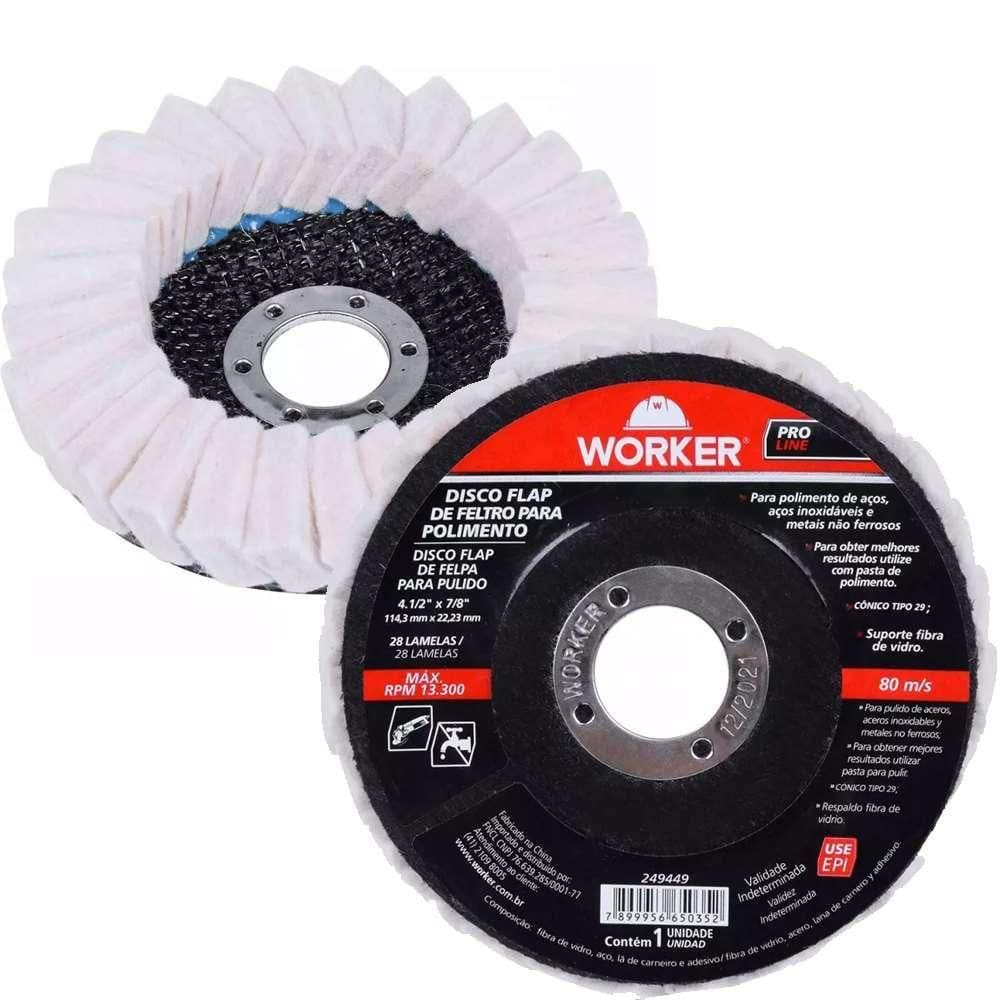 Disco Flap Feltro Inox 114X22Mm - Worker 249449
