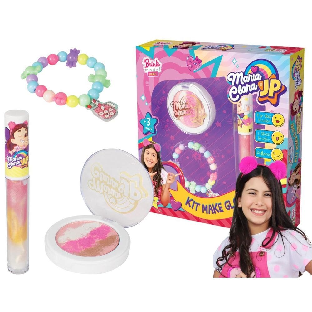 Kit Infantil Lip Gloss Com Blush E Pulseira Maria Clara Jp