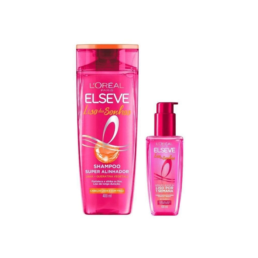 Kit Elseve Liso Dos Sonhos Shampoo 400Ml + Serum 100Ml