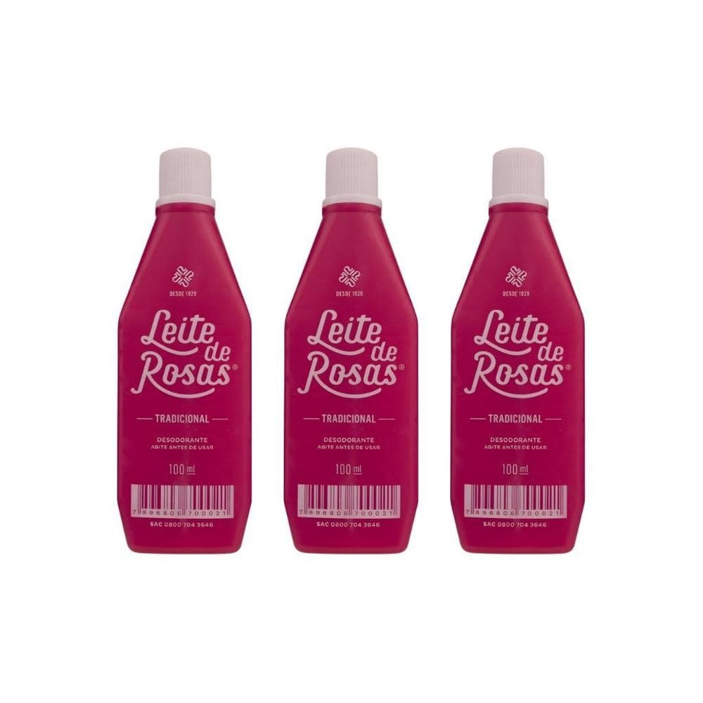 Leite De Rosas 100Ml Tradicional - Kit Com 3Un