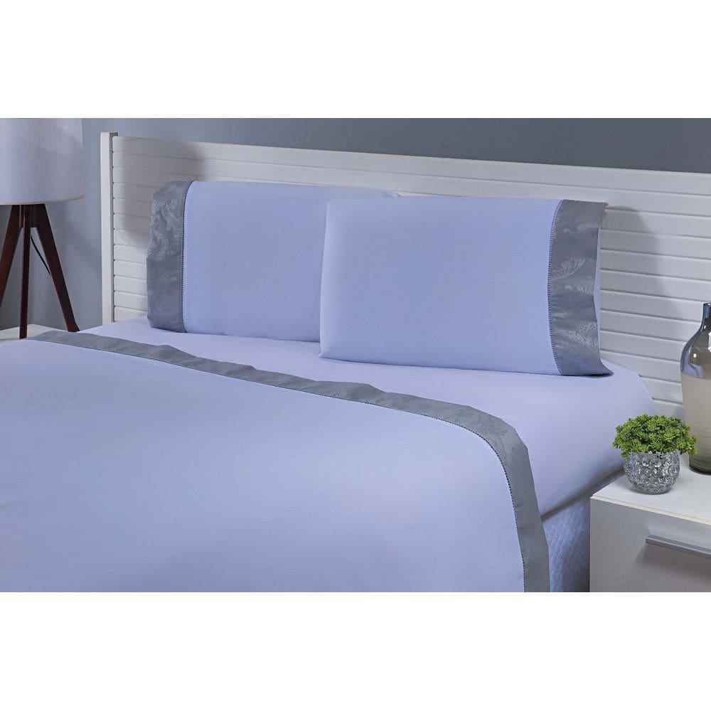 Jogo Lençol 4 Peça Cama Viúva 188M X 128M X30 Jacquard Cinza