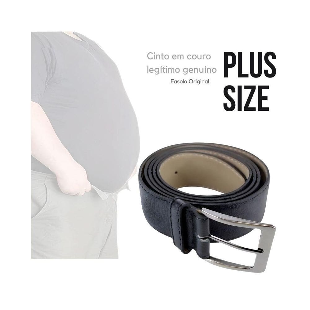 Cinto Masculino Fasolo Couro Legítim Plussize - Marrom - 130