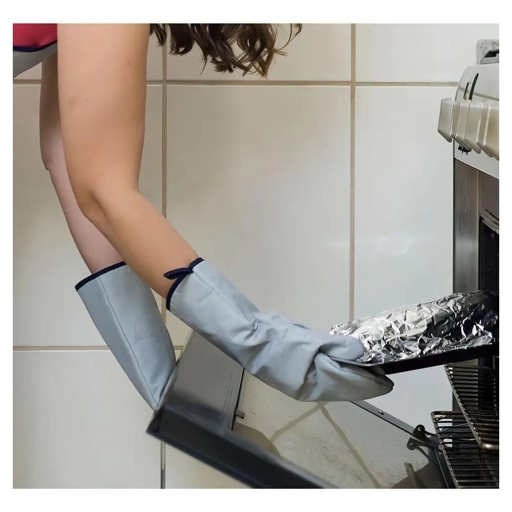 Par Luva Térmica De Cozinha Luva Forno Fogão Cano Longo Cor