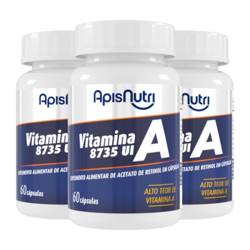 Kit 3 Vitamina A Apisnutri 60 Cápsulas