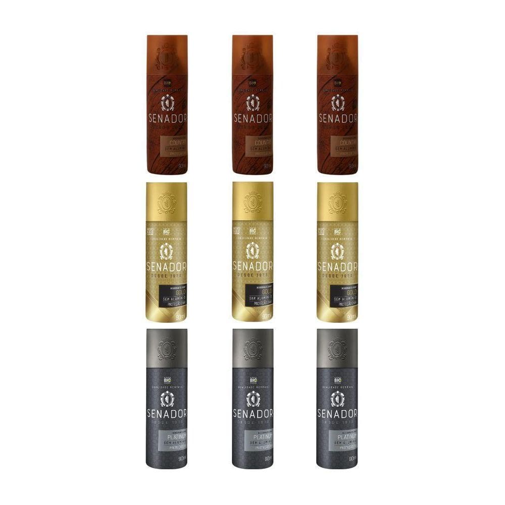 Kit Desodorante Senador 3 Country + 3 Gold + 3 Platinum