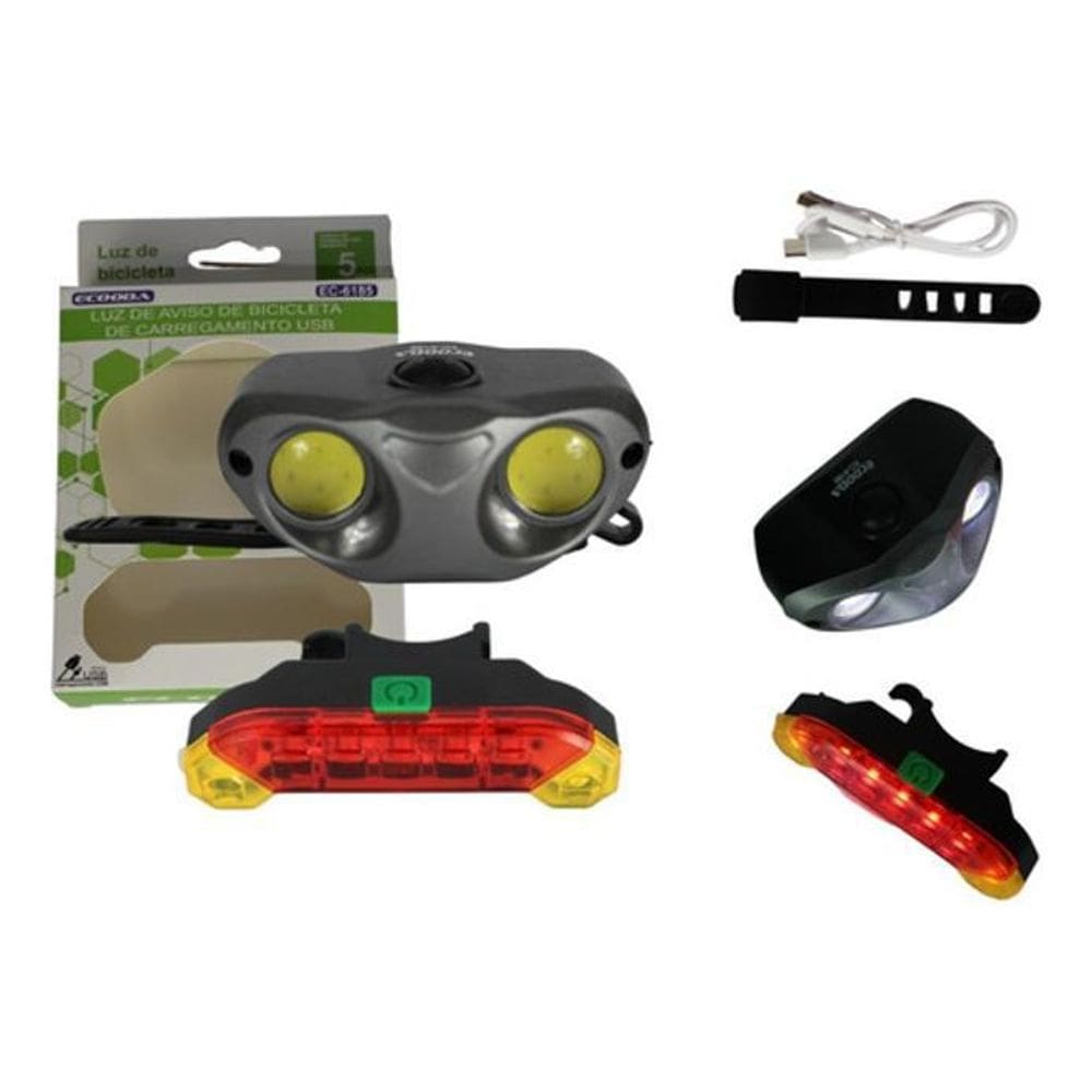 Farol Bike Lanterna Led Bicicleta + Pisca Alerta Traseiro Fg