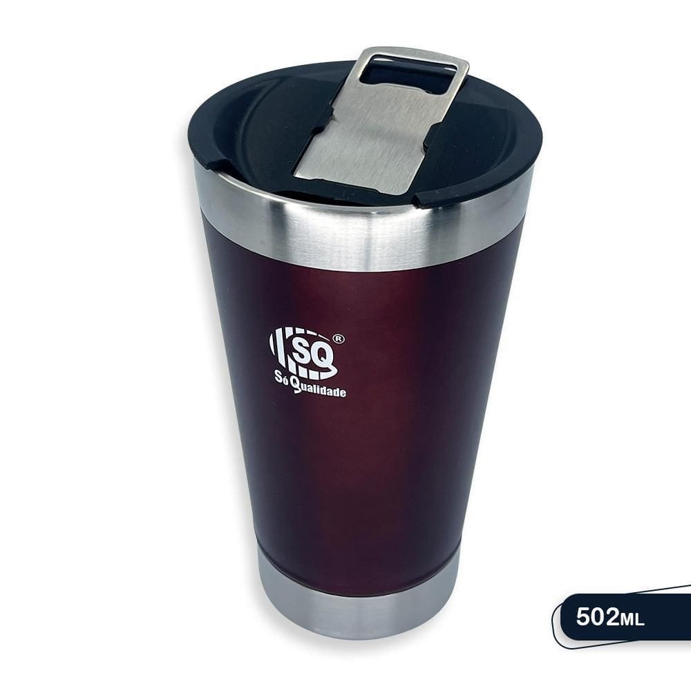 Lançamento Copo Termico Cerveja Abridor 500Ml - Vermelho