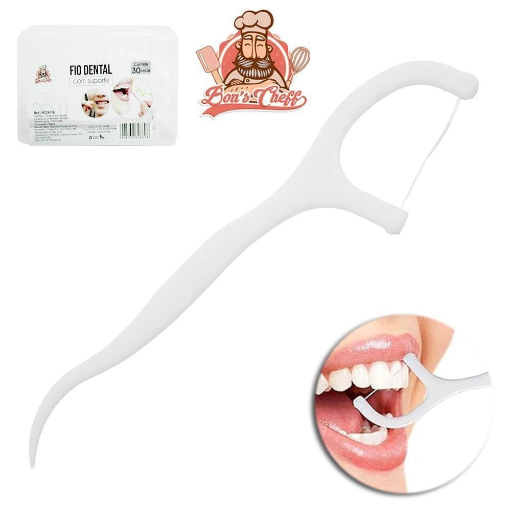 Palito De Dente De Plastico Com Fio Dental 30 Unidades