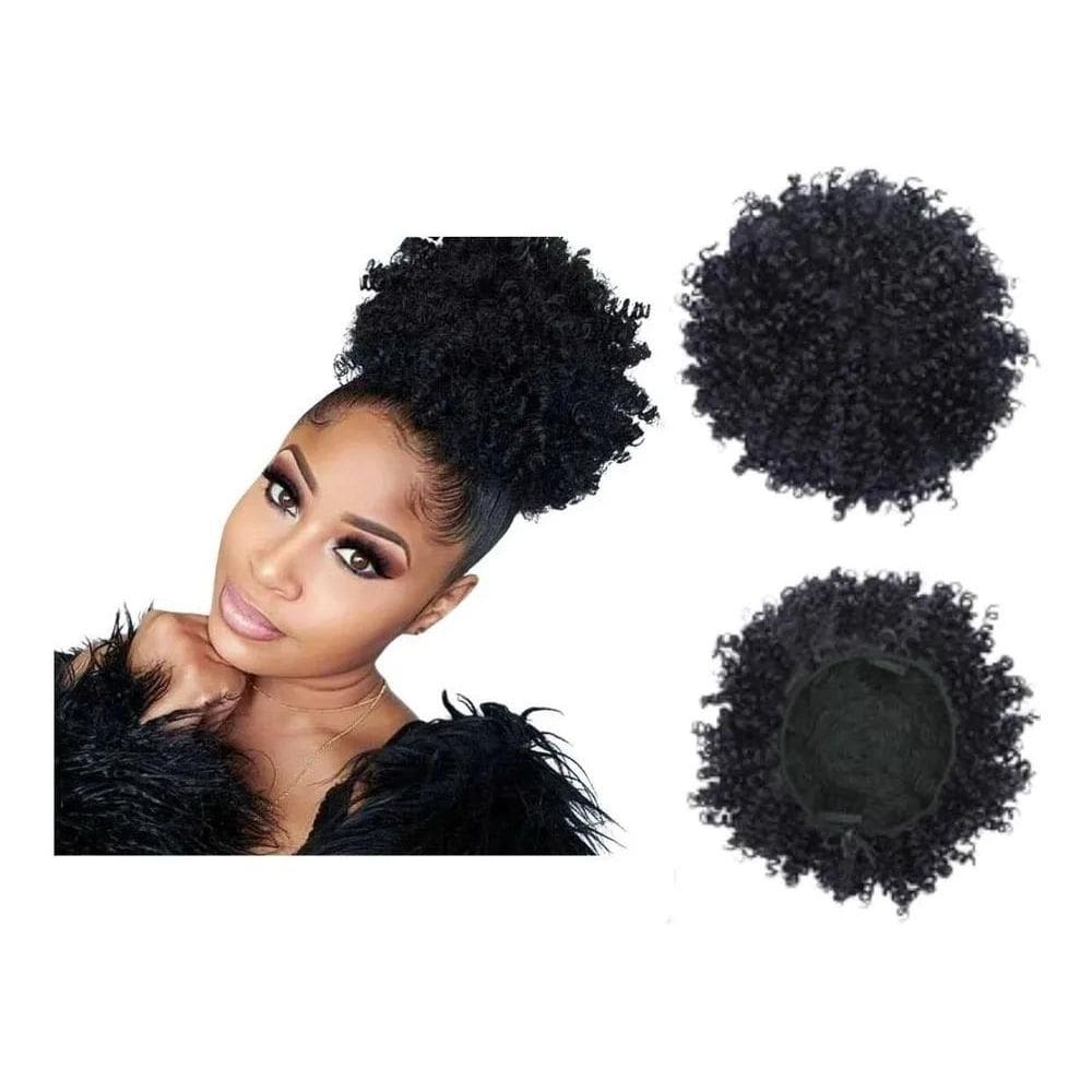 Aplique Coque De Cabelo Orgânico Cacheado Afro Puff