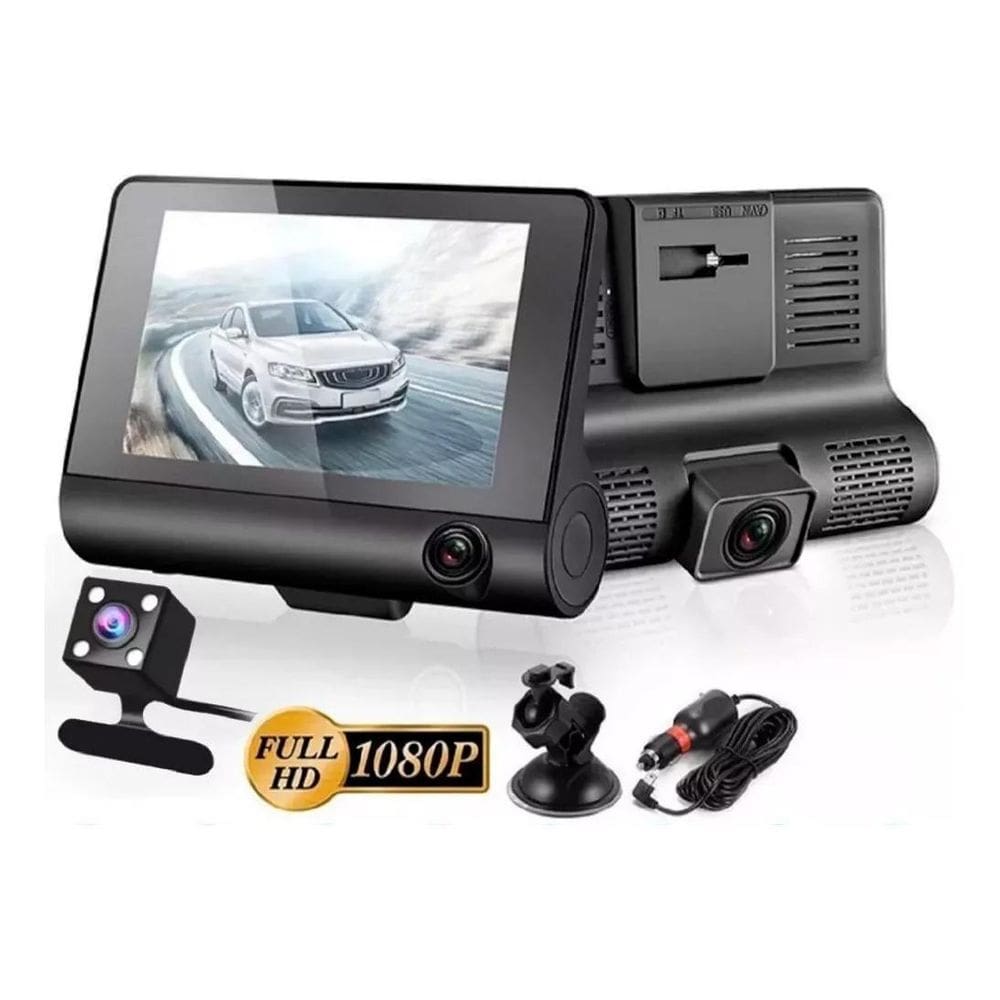 Dvr Automotivo Camera Frontal Interna Ré Grava Imagem E Som