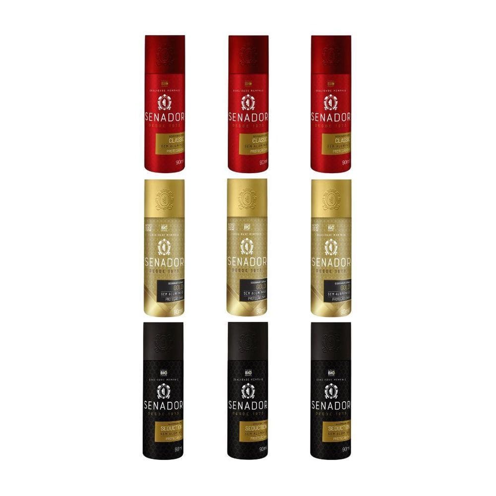 Kit Desodorante Senador 3 Classic + 3 Gold + 3 Seduction