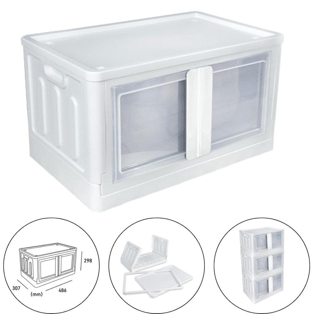 Caixa Organizadora Multiuso Dobrável Porta Dupla 30L Branco