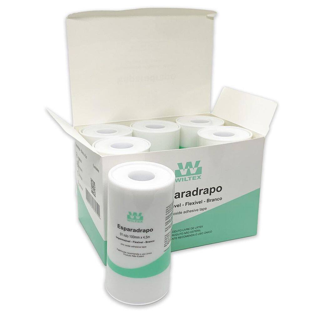 Esparadrapo Branco Impermeável Wiltex 100Mmx4,5M 6 Unidades