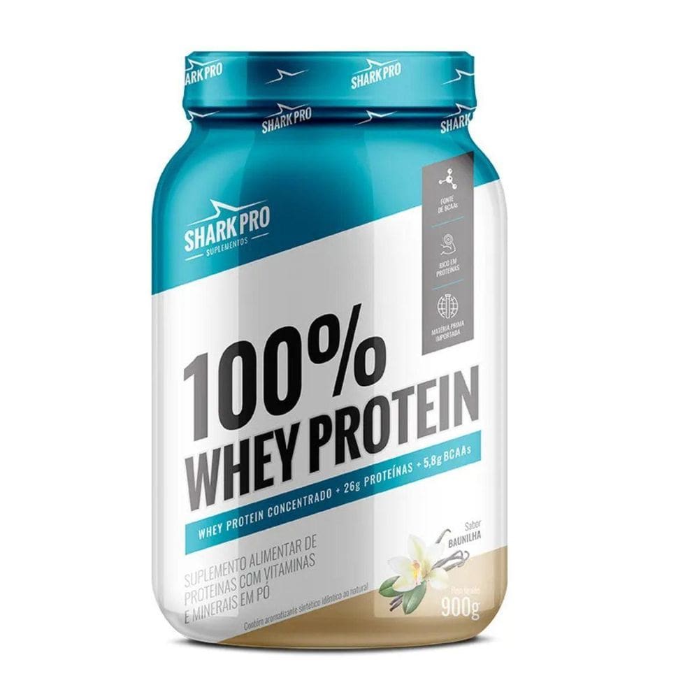 100% Whey Protein Concentrado Pote 900G Baunilha Shark Pro