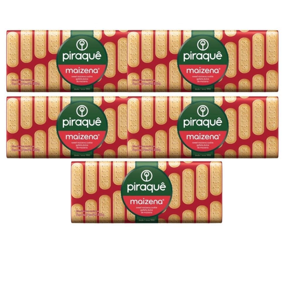 Biscoito Maizena Piraquê Pacote 175G Kit Com 5 Un.
