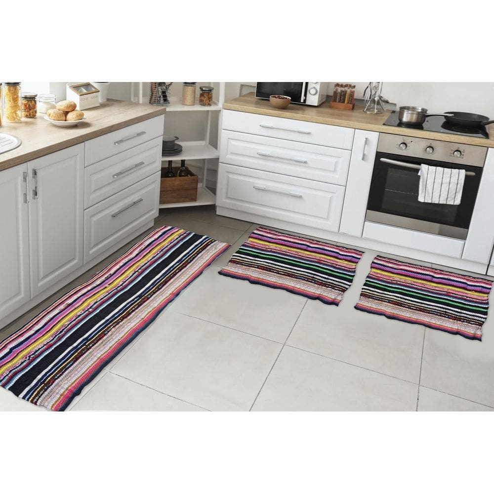 Jogo Passadeira Mexicana P Cozinha Kit 3 Peças Listradas