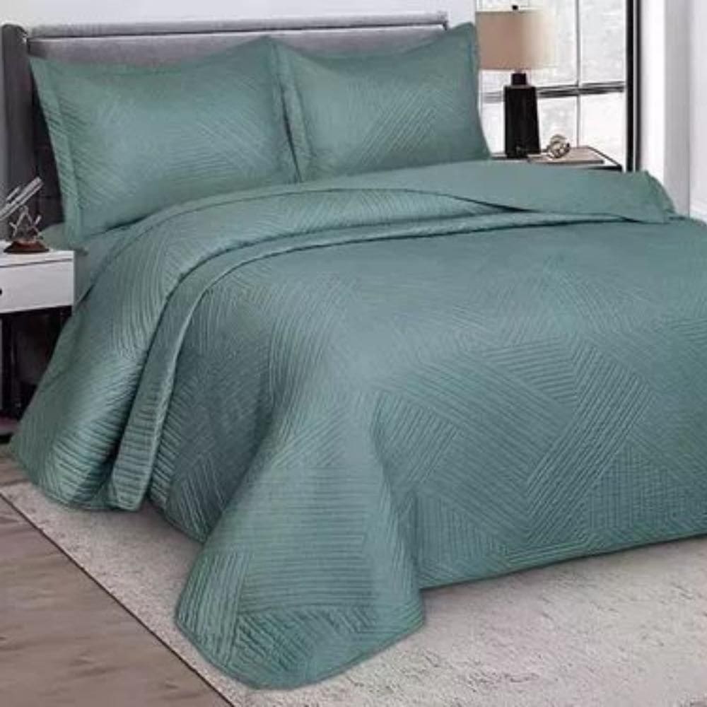 Colcha Virtuos Queen 03 Peças 2,40X2,60 Camesa Verde