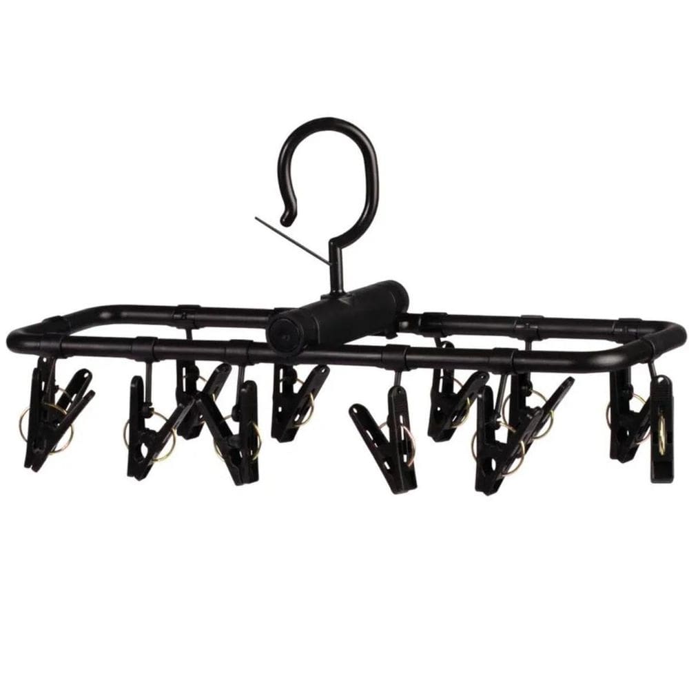 Mini Varal Dobrável Multiuso 12 Prendedores Preto - 6231 Mor