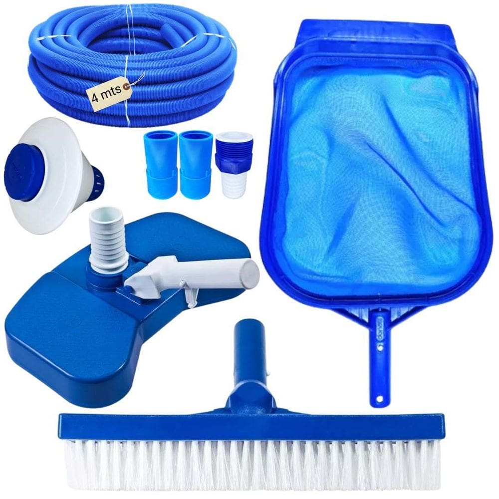 Kit Limpeza Para Piscinas Mangueira Ecológica 4Mt Clorador