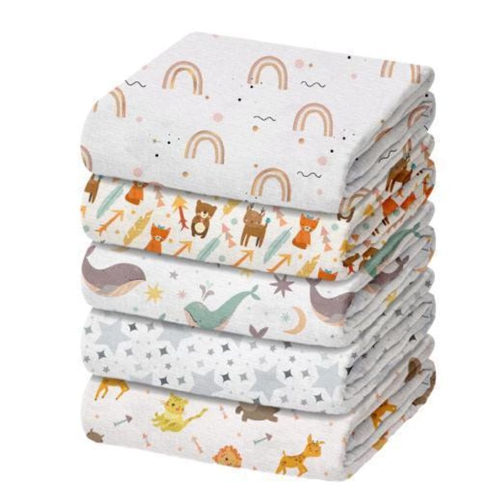 Pacote 5 Fraldas De Pano Luxo Minasrey 70X70 - Neutro