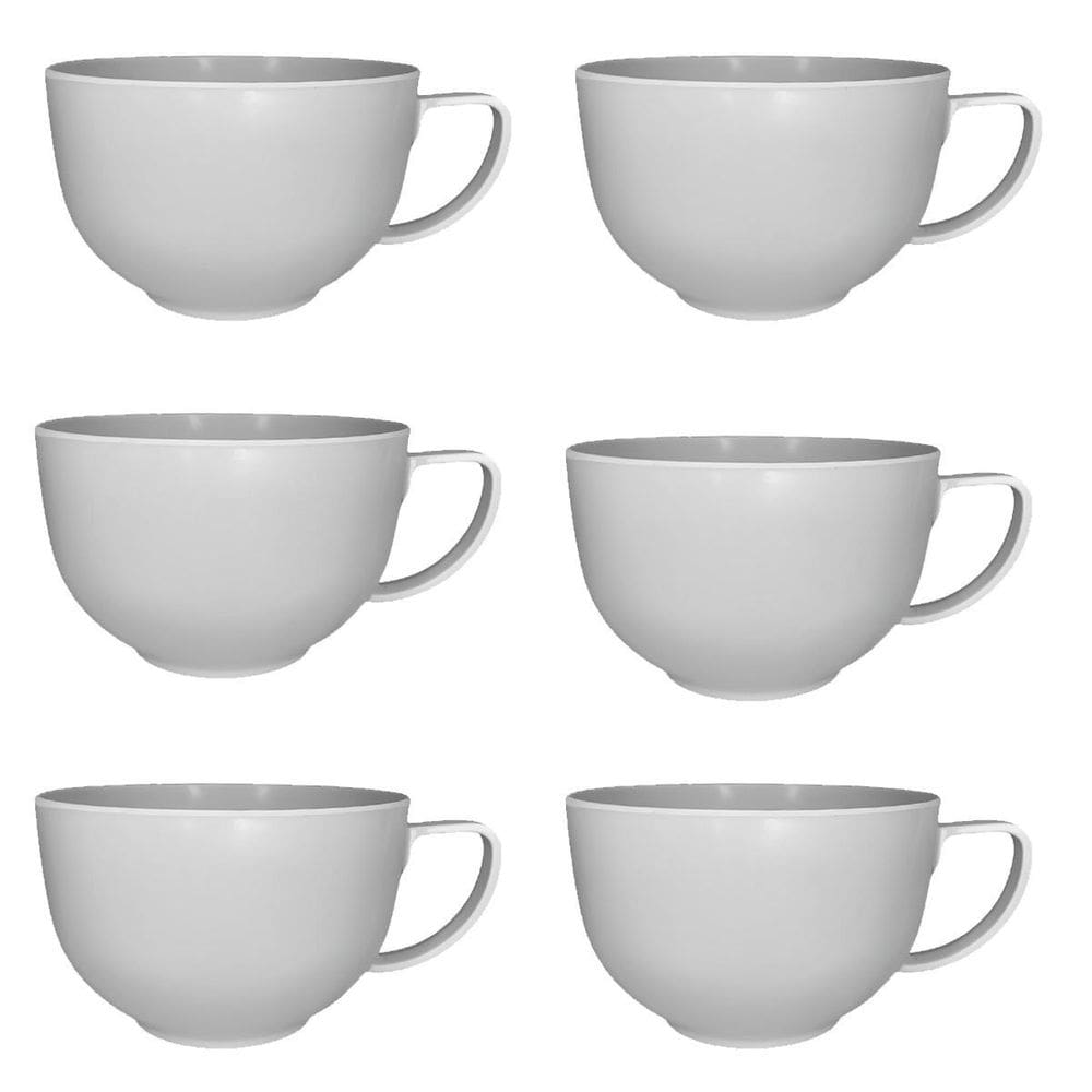 Kit 6 Caneca De Jumbo Redonda Melamina 735Ml Branca